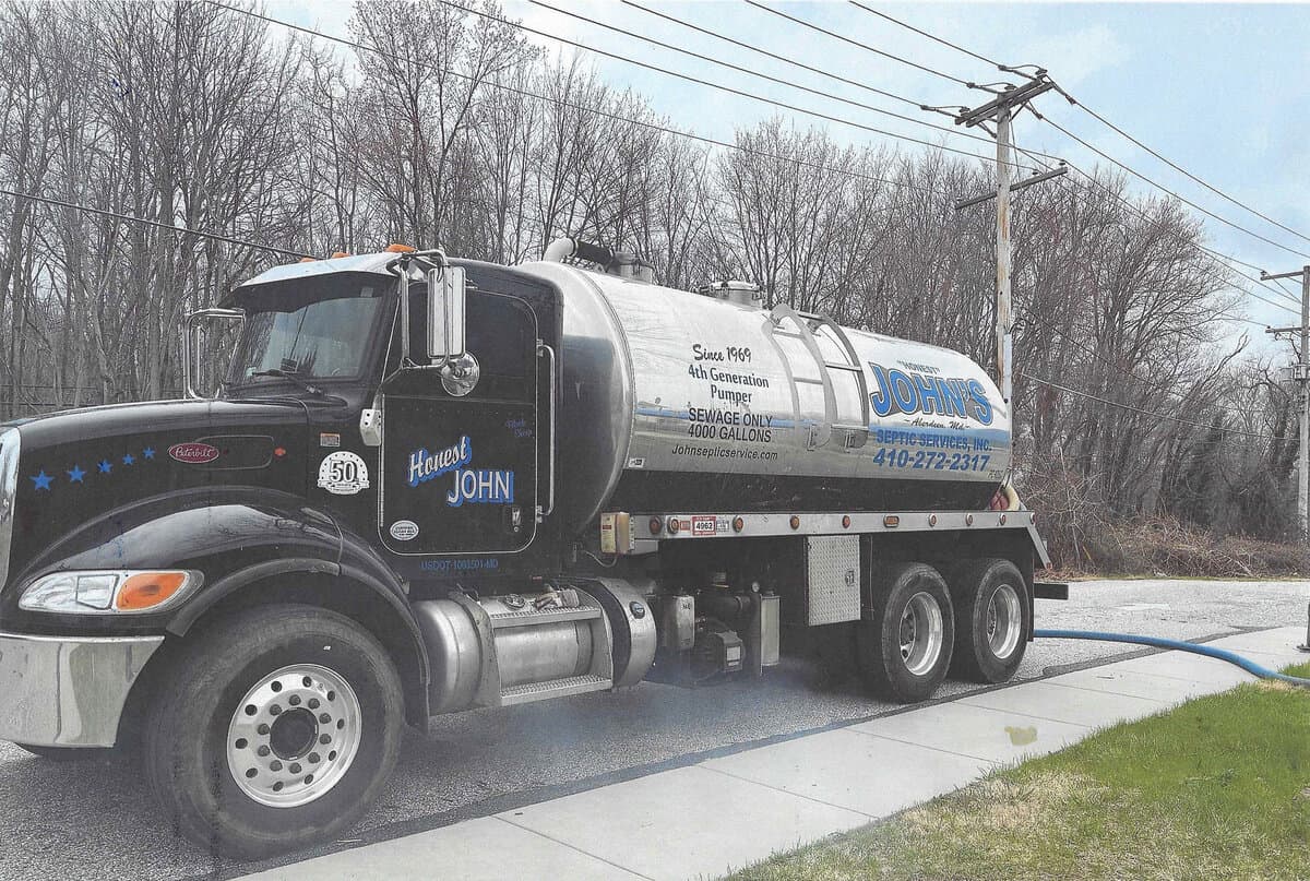 John’s Septic Service septic tank pumping at a home in Harford County MD