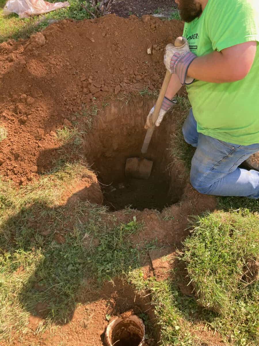 Septic installation site preparation at a home in Harford County, Maryland
