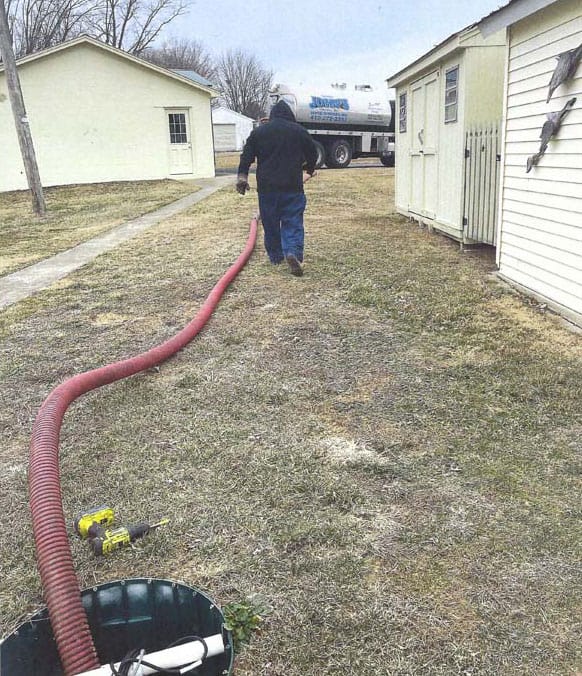 Septic tank pumping service at a residential property in Harford County, Maryland
