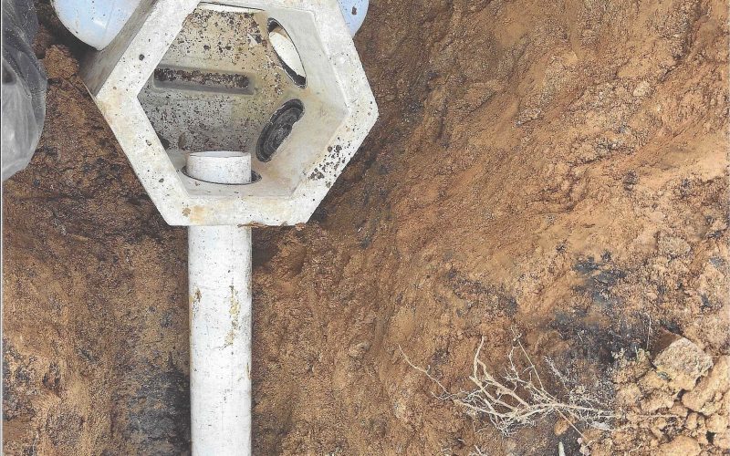 Distribution box and septic line layout during installation in Maryland