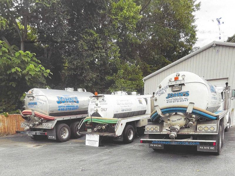 John’s Septic Service fleet serving Harford County, Cecil County, and eastern Baltimore County, Maryland